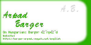 arpad barger business card